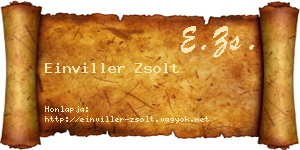 Einviller Zsolt névjegykártya
